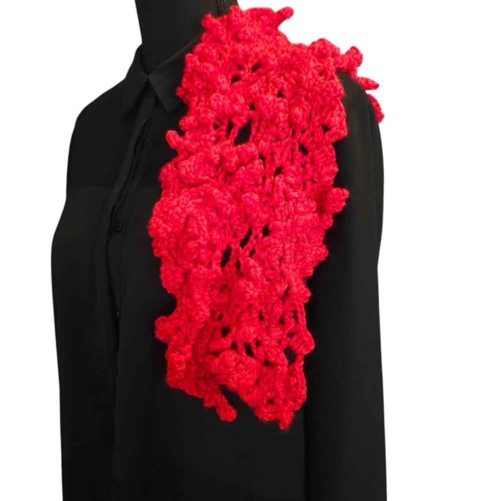 Elegant Red Crochet Scarf
